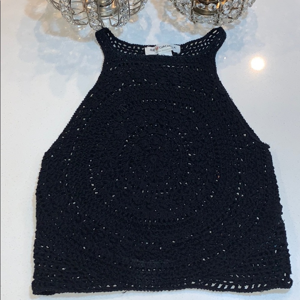 Never worn Coachella x H&M black crochet top